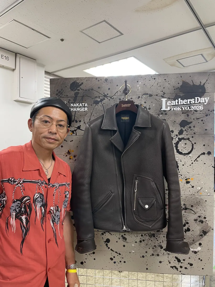フォトブースで撮影したレザージャケット