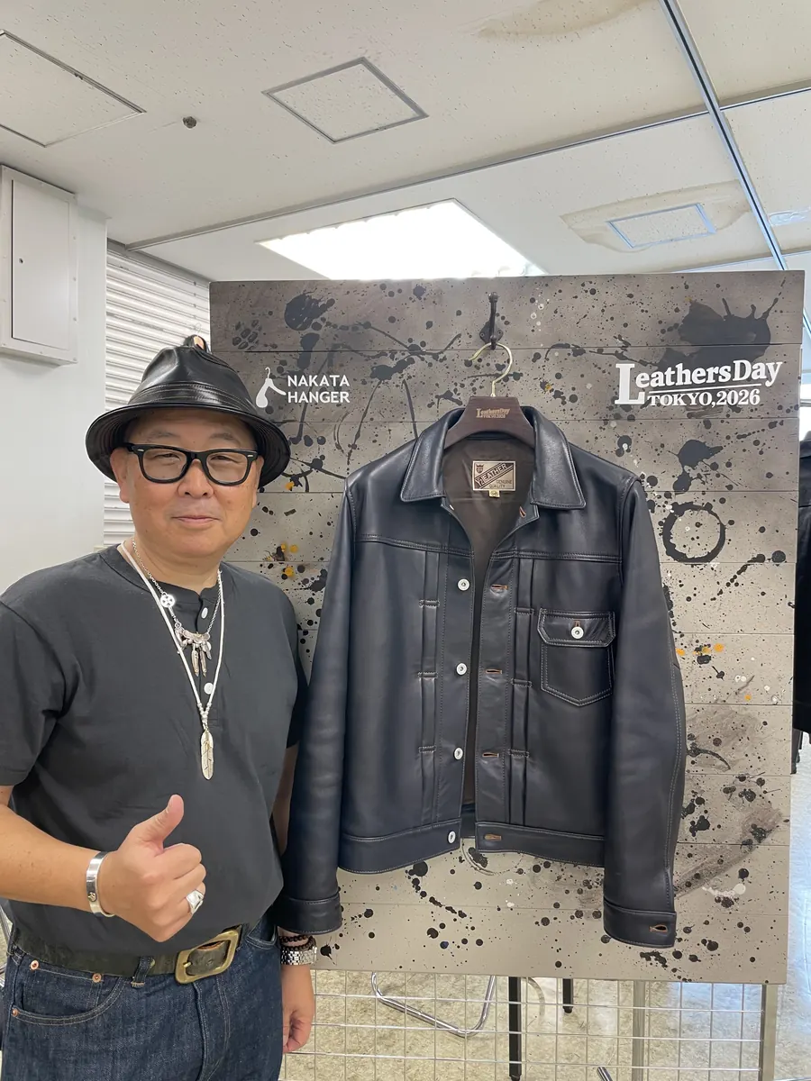 フォトブースで撮影したレザージャケット