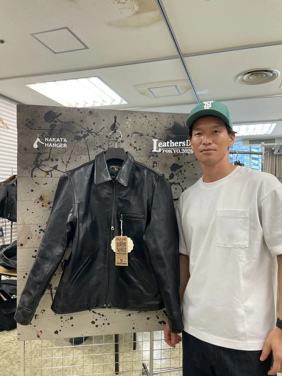 フォトブースで撮影したレザージャケット