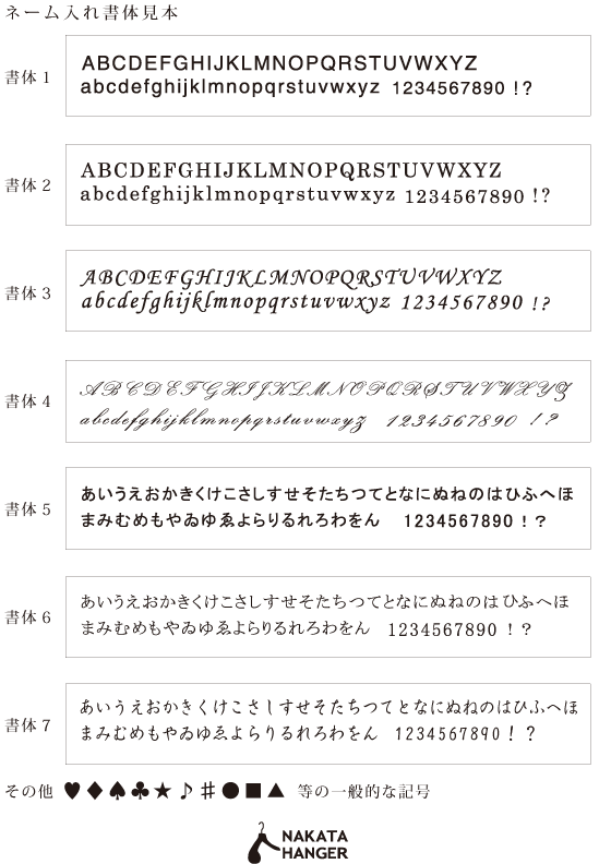 ネーム入れfaq ご利用ガイド Nakata Hanger